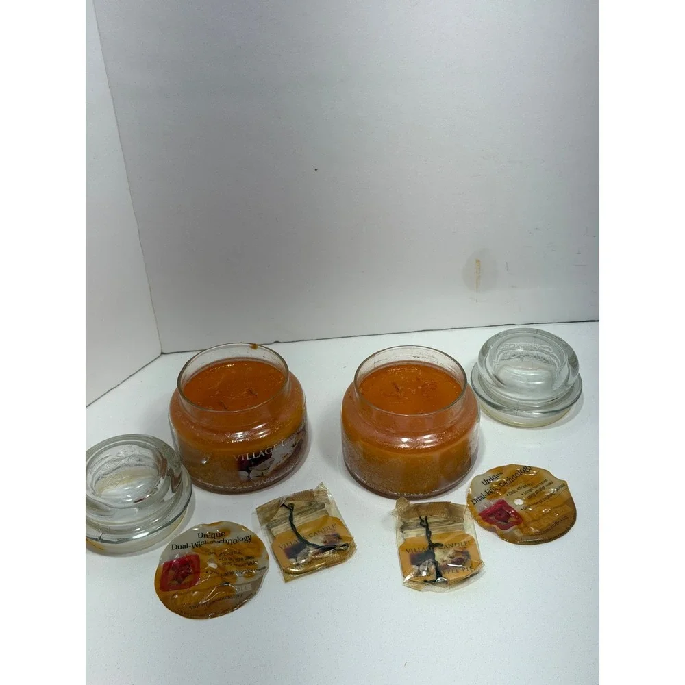 Village Candle Warm‎ Apple Pie 11oz Small Jar Dual Wick Scented Candle Set of 2